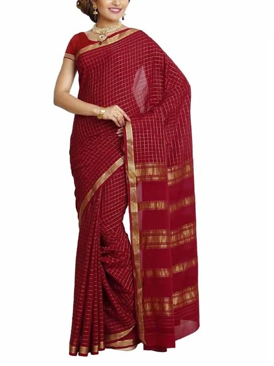 Royal Pure Mysore Silk Saree in Indigo Blue & Gold Zari Weave