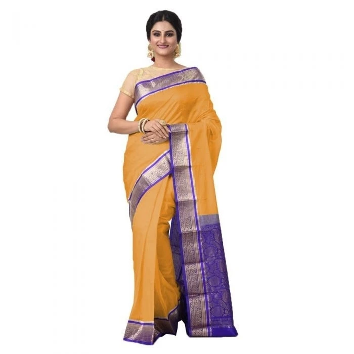 Magenta and Violet Contrast Traditional Kanchipuram Pure Silk Saree 