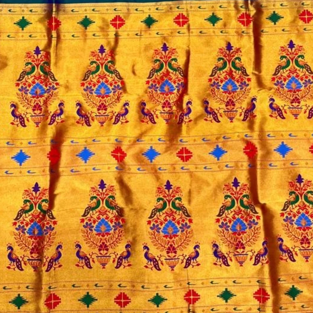 ROyal Dark Magenta Semi Silk Paithani Saree with Peacock Embroidery Designer Blouse