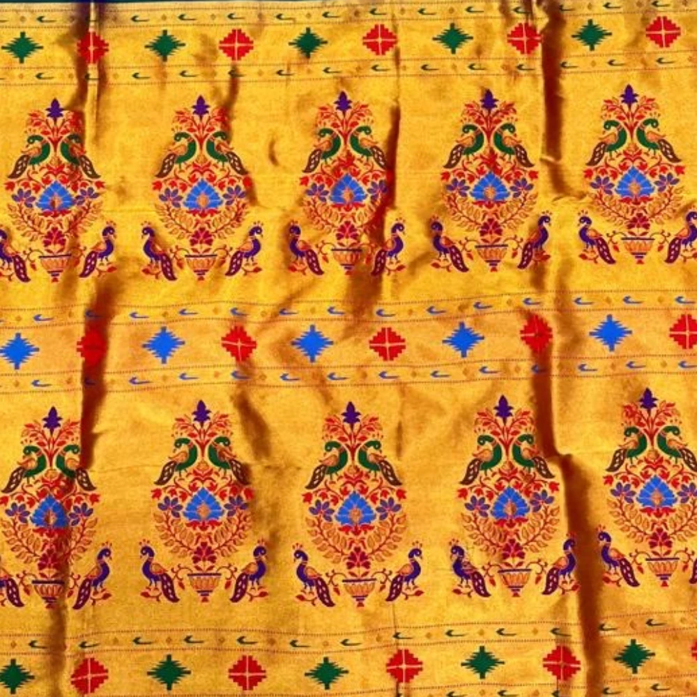 Regal Magenta Self Semi Silk Paithani Saree with Peacock Embroidery Designer Blouse