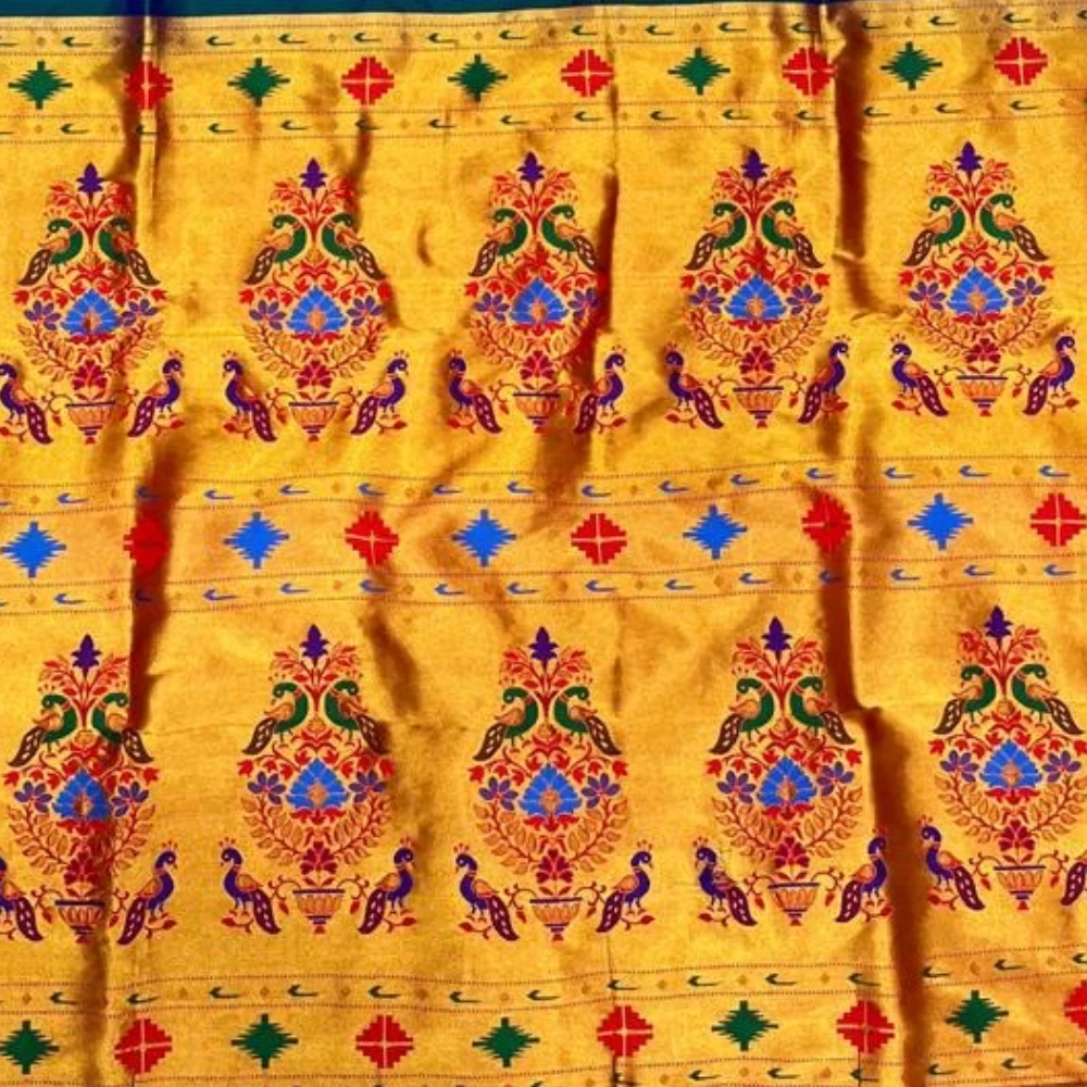 Magenta Self Color Semi Silk Paithani Saree with Peacock Embroidery Designer Blouse