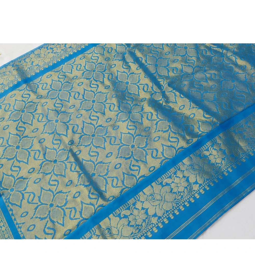 Exclusive Kanchipuram Pure Silk Saree with Pure Silk Blouse - Royal Blue & Pink