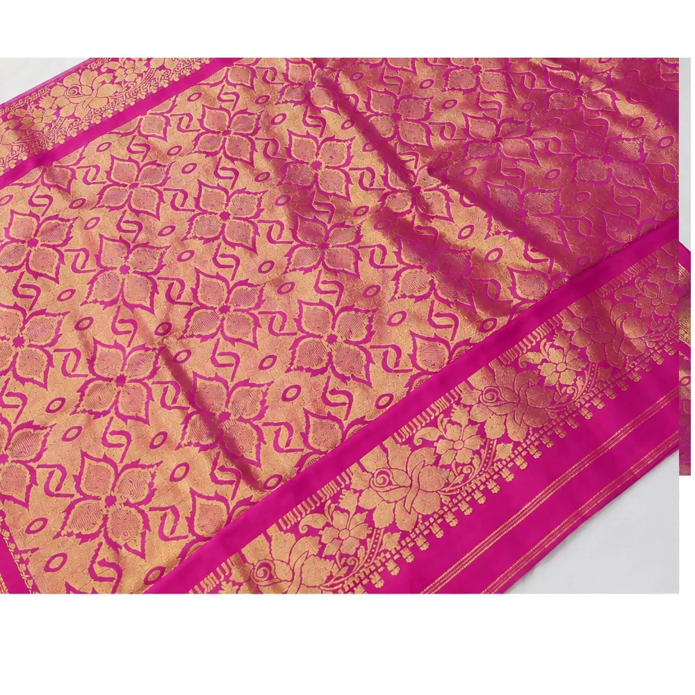 Exclusive Kanchipuram Pure Silk Saree with Pure Silk Blouse - Magenta & Purple