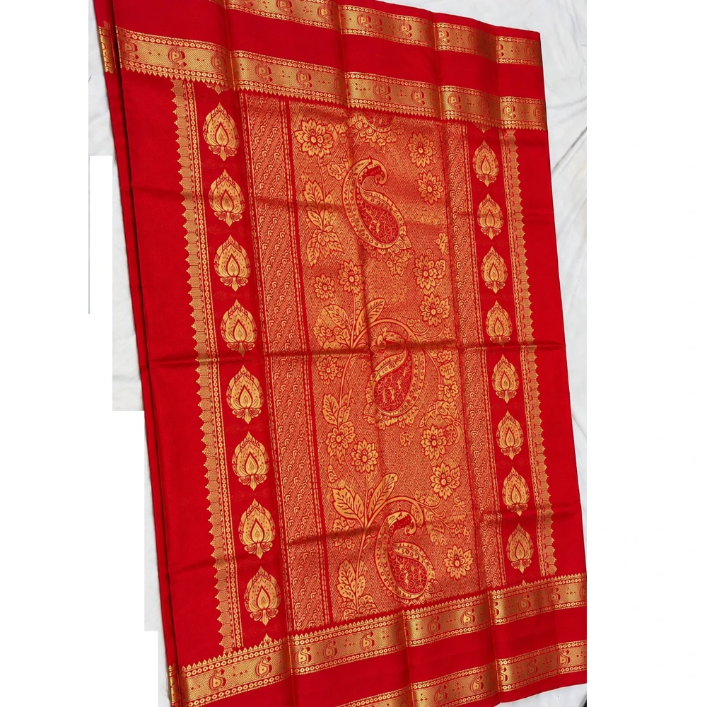 Exclusive Kanchipuram Pure Silk Saree with Pure Silk Blouse - Lime Green & Red