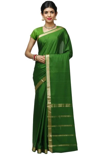 Leaf Green  Handwoven Pure Mysore Silk saree