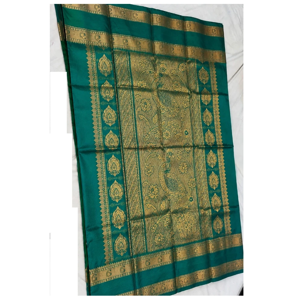Exclusive Kanchipuram Pure Silk Saree with Pure Silk Blouse - Emerald Green