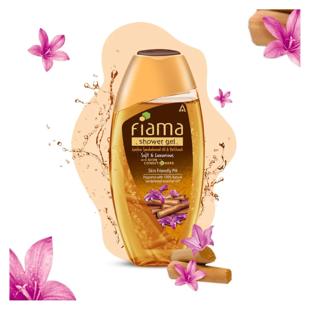 Fiama Body Wash Shower Gel Golden Sandalwood Oil and Patchouli, 250ml, Body Wash for Women & Men with Skin Conditioners for Soft and Luxurious Skin, Suitable for All Skin Types