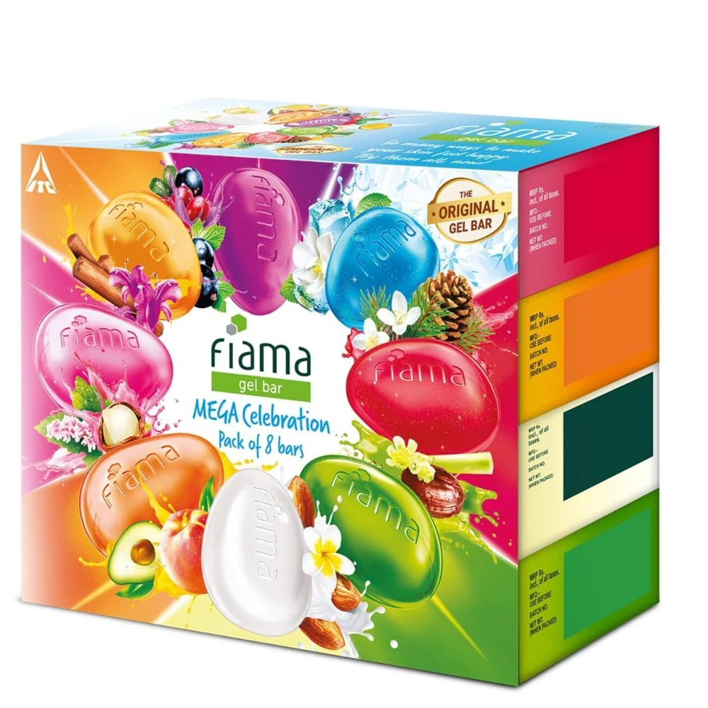 Fiama Gel Bathing Bar Mega Celebration Pack, With 8 Unique Gel Bars & Skin Conditioners For Moisturized Skin, 125g Soap (Pack Of -8 )