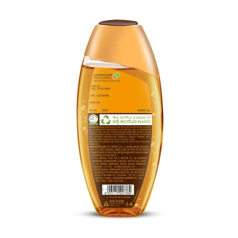 Fiama Body Wash Shower Gel Golden Sandalwood Oil and Patchouli, 250ml, Body Wash for Women & Men with Skin Conditioners for Soft and Luxurious Skin, Suitable for All Skin Types