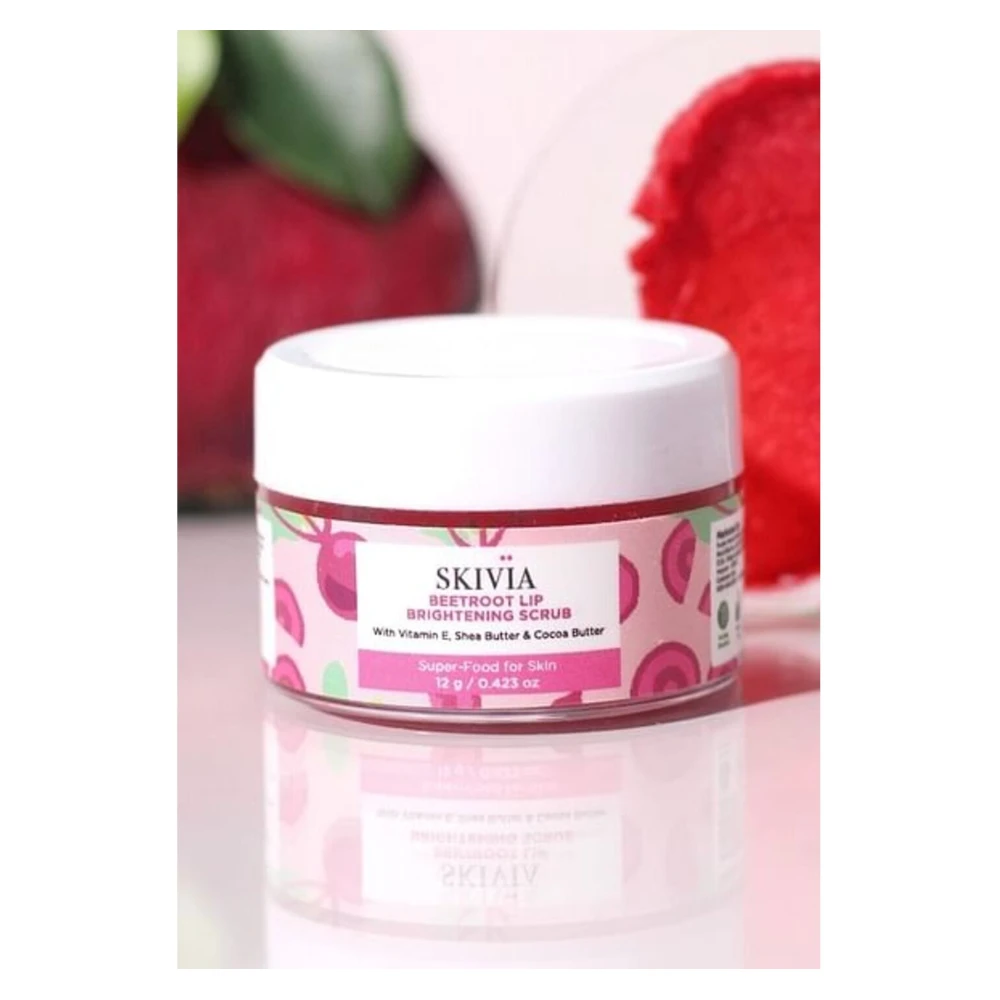 Skivia Beetroot Lip Scrub With Vitamin E, Shea & Cocoa Butter - 12 gm