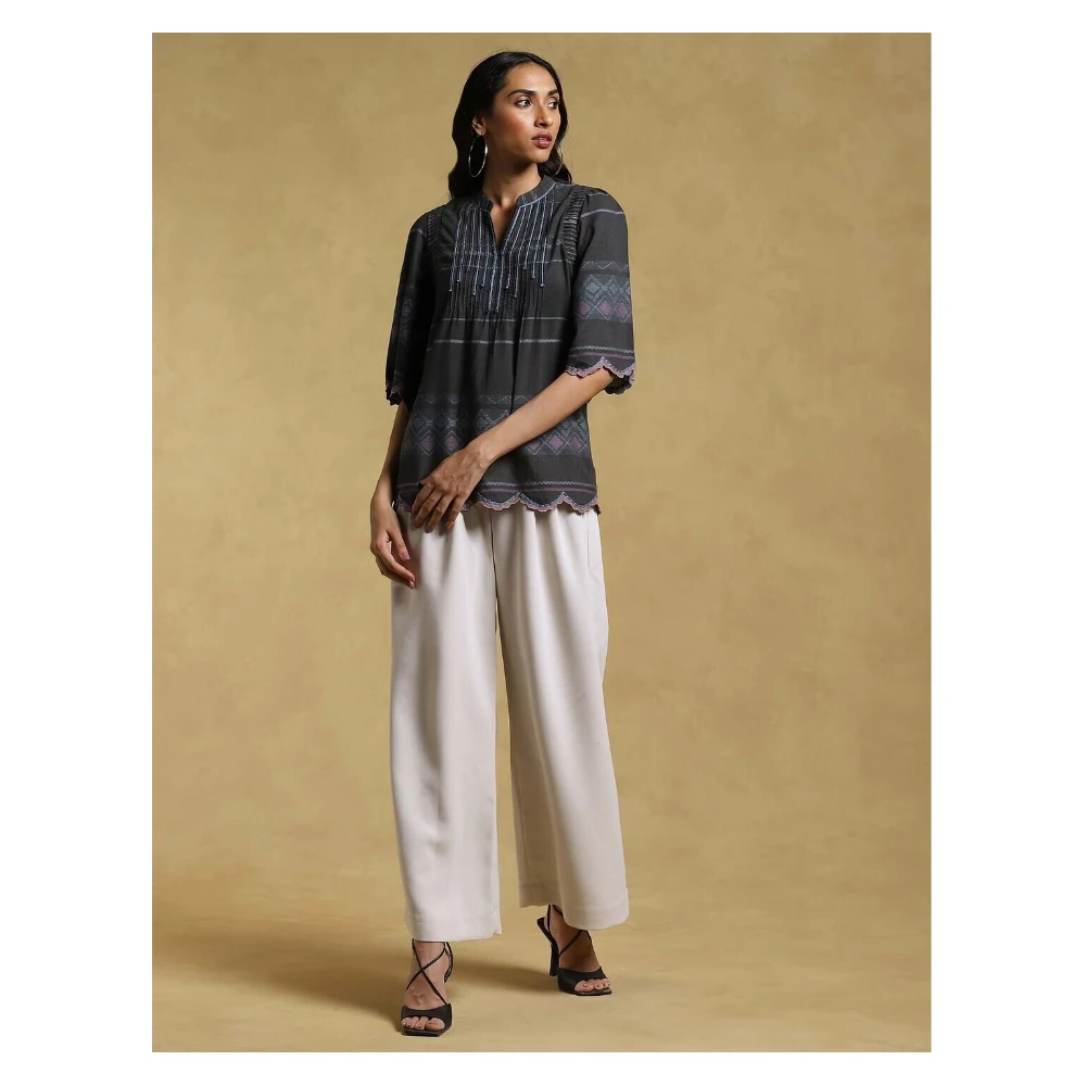 Black Ethereal Yarn-Dyed Cotton Kurti