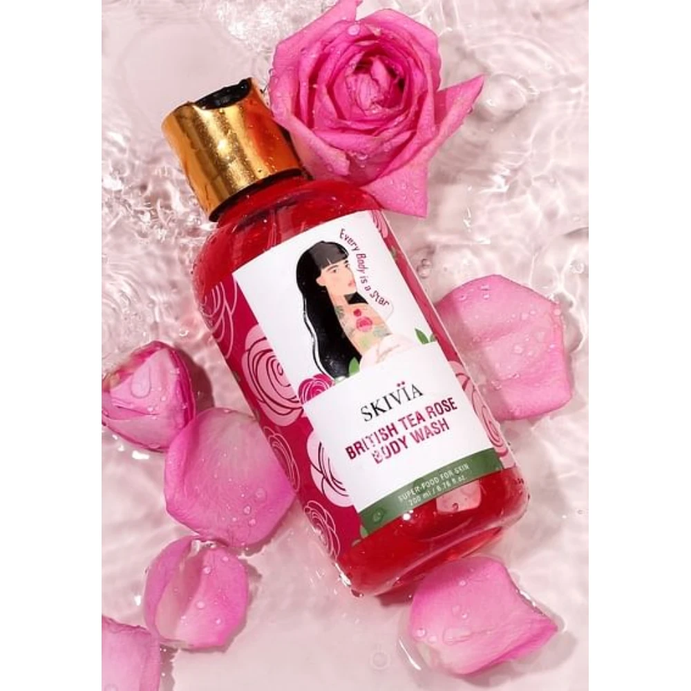 Skivia British Tea Rose Body Wash With Orange, Green Tea & Neem - 200 ml