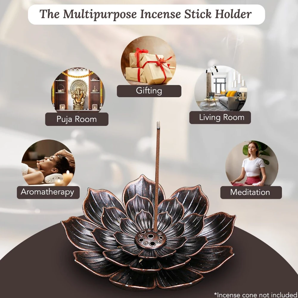 Ekhasa Ceramic Agarbatti Stand with Ash Catcher | Incense Stick Holder Agarbatti Stand | Oothupathi Agarbati Agarbathi Udbatti Dhoop Agarbattee Pathi Stand for Pooja with Ash Collector (Set of 2) (8.8L x 8.8W x 4Th Centimeters)