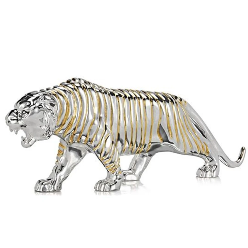 Ribbed Tiger Gold and Silver 13H (length27 cms width5 cms height13 cms Weight1100 gms)