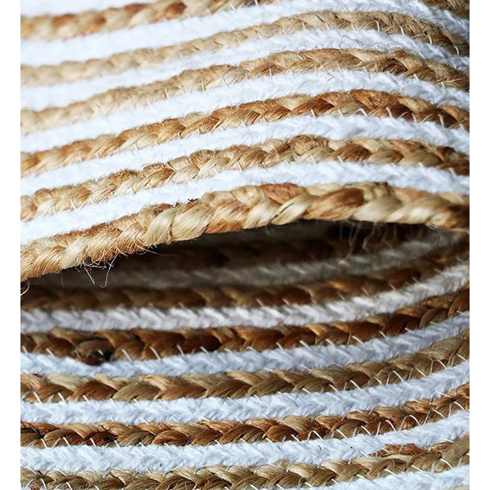 Brown Geometric Jute 3 ft x 3 ft Hand Tufted Round Carpet (Length x Width - 3 x 3 Feet Dimensions (In Centimeters)- L 90 x W 90 Dimensions (in Inches)- L 36 x W 36)