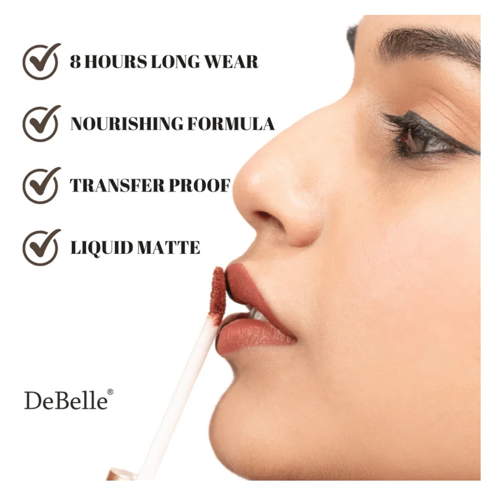 DeBelle Majestique Matte Liquid Lipstick Cinnamon Celine(Light Rust brown), 3.5 ml (3.5ml)