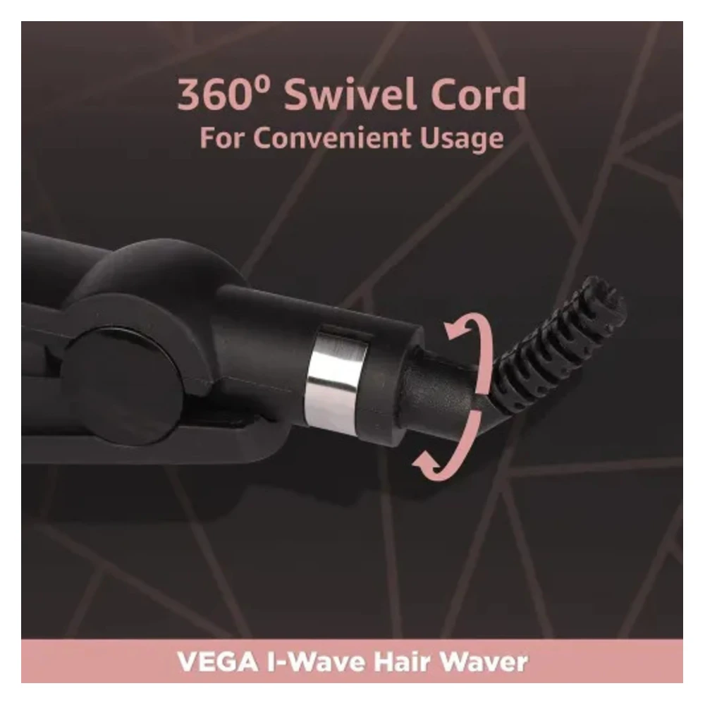 Vega I-Wave Hair Waver with PTC Heating Element | Black (VHWR-01)
