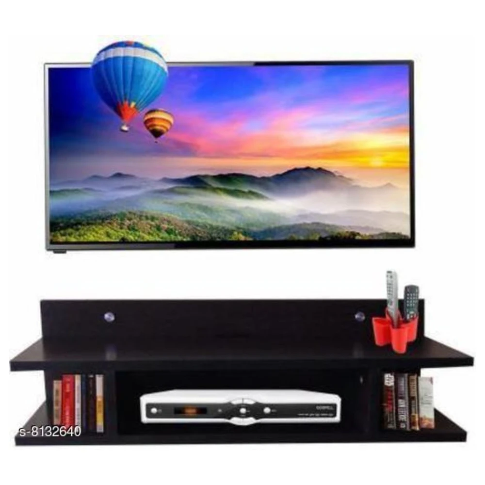 Trendy TV Setup Box & Remote Stand Wooden Wall Shelf