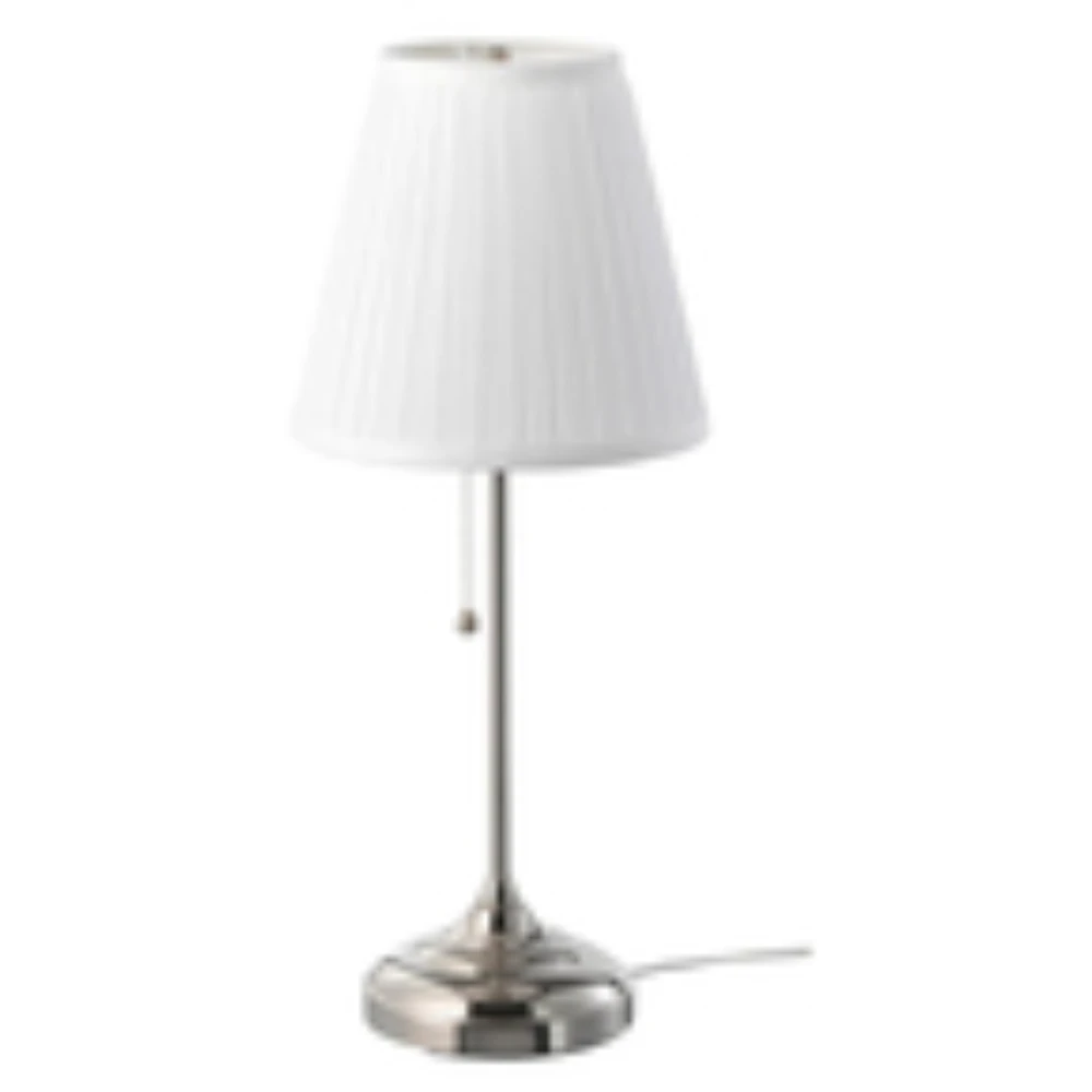 ÅRSTID Table lamp, nickel-plated/white (Max.:  75 W Height:  55 cm (22 ") Base diameter:  15 cm (6 ") Shade diameter:  22 cm (9 "))