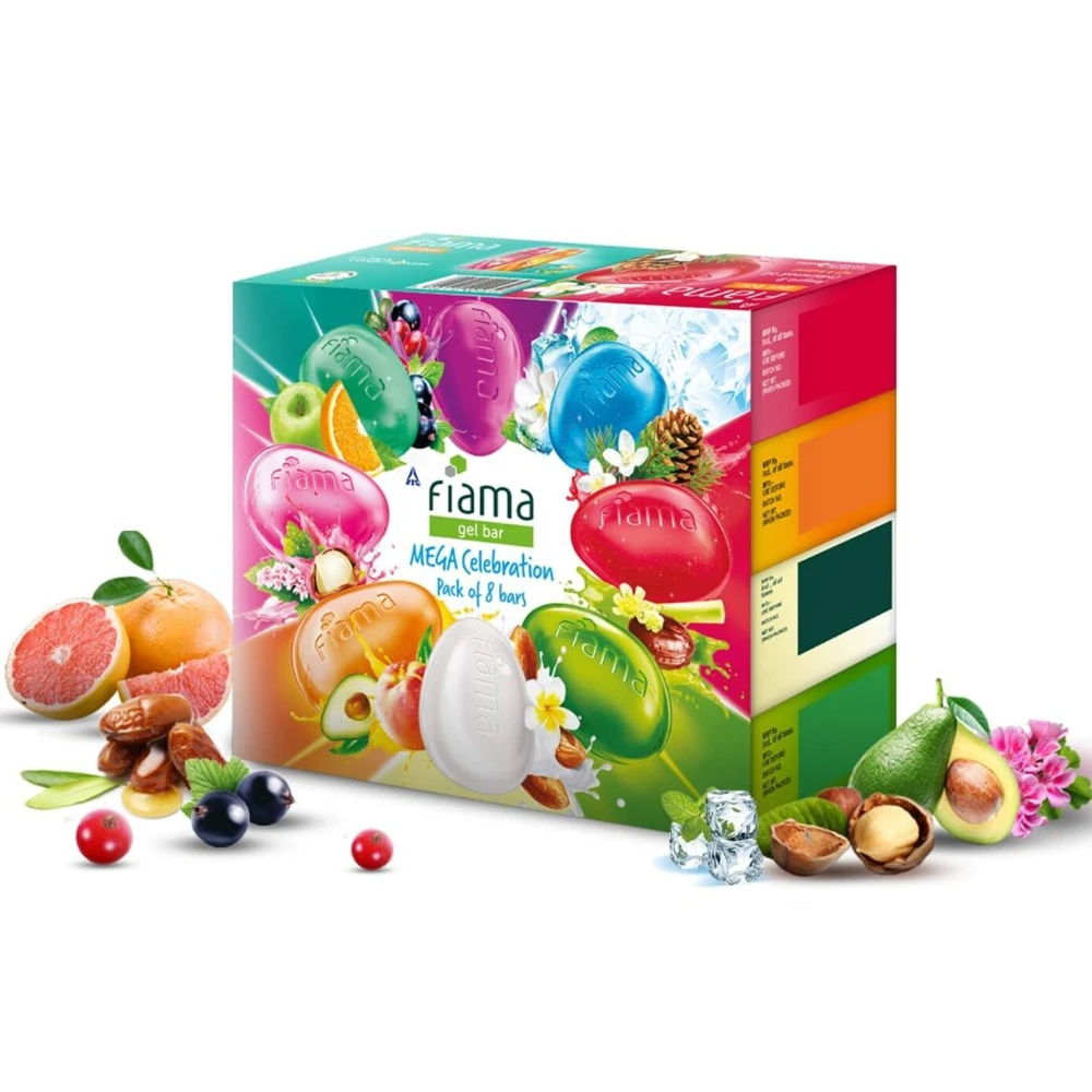 Fiama Gel Bathing Bar Mega Celebration Pack, With 8 Unique Gel Bars & Skin Conditioners For Moisturized Skin, 125g Soap (Pack Of -8 )