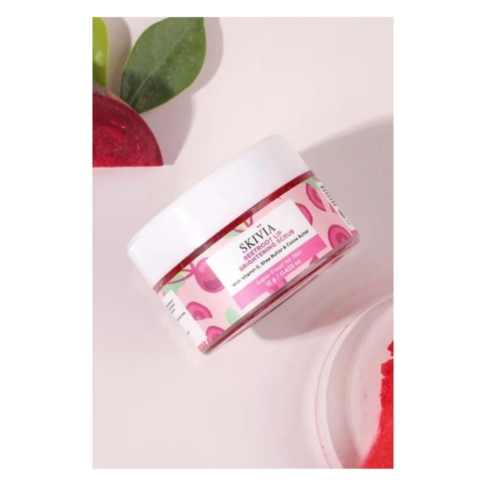 Skivia Beetroot Lip Scrub With Vitamin E, Shea & Cocoa Butter - 12 gm