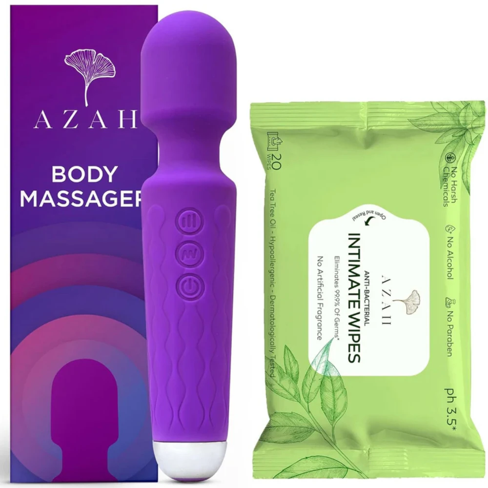 Personal Massager & Intimate Wipes Combo Body Safe | Anti-Bacterial | Dermat Tested