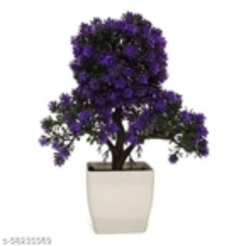 Amflix Artificial Bonsai Plant With Pot Purple (Product Breadth: 11 cm Product Height: 26 cm Product Length: 23 cm)