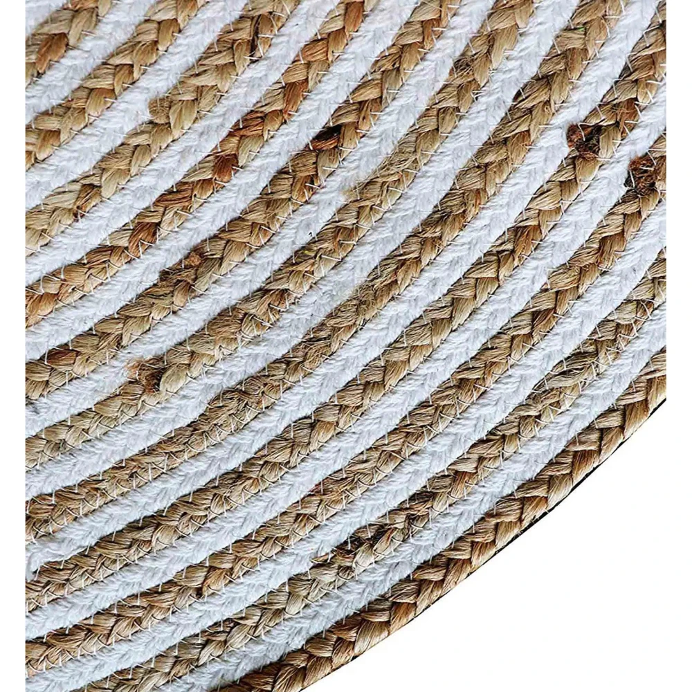 Brown Geometric Jute 3 ft x 3 ft Hand Tufted Round Carpet (Length x Width - 3 x 3 Feet Dimensions (In Centimeters)- L 90 x W 90 Dimensions (in Inches)- L 36 x W 36)