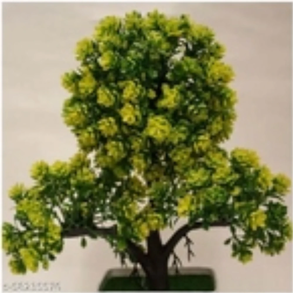 Amflix Artificial Bonsai Plant With Pot Yellow (Product Breadth: 11 cm Product Height: 26 cm Product Length: 23 cm)