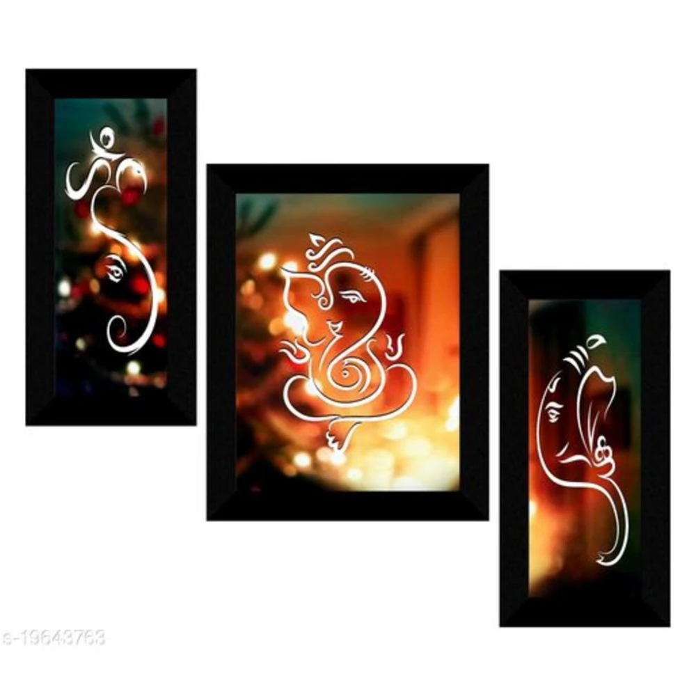 SAF Set of 3 Ganesha modern art UV Textured (1-22.5 Inch X 13.5)