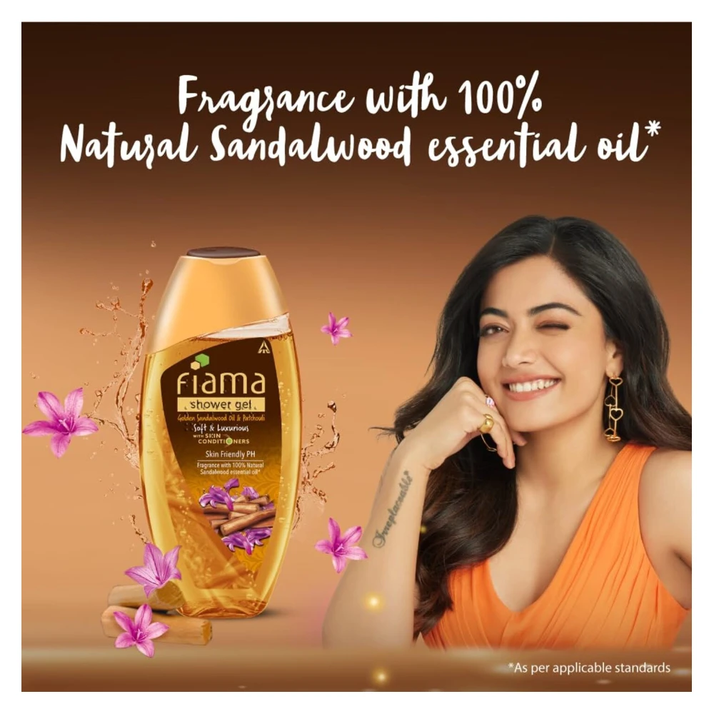 Fiama Body Wash Shower Gel Golden Sandalwood Oil and Patchouli, 250ml, Body Wash for Women & Men with Skin Conditioners for Soft and Luxurious Skin, Suitable for All Skin Types