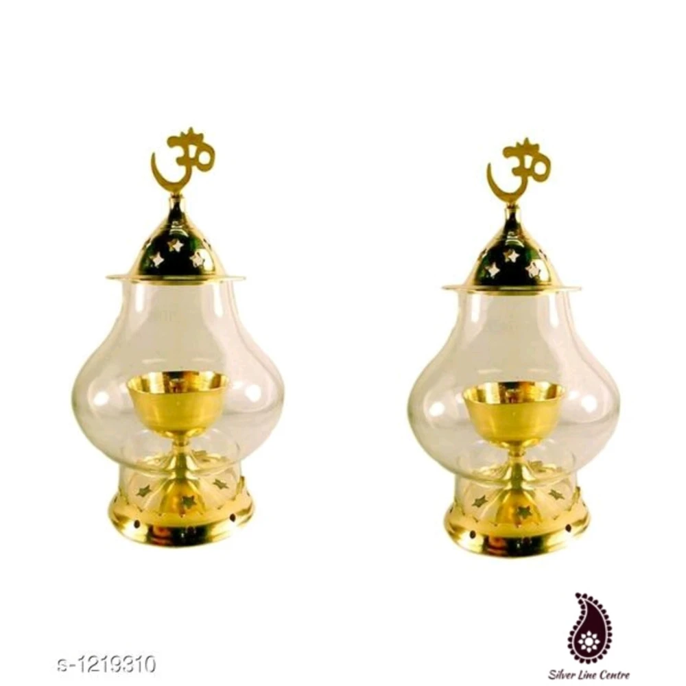Traditional Brass & Glass Dia 2 pcs