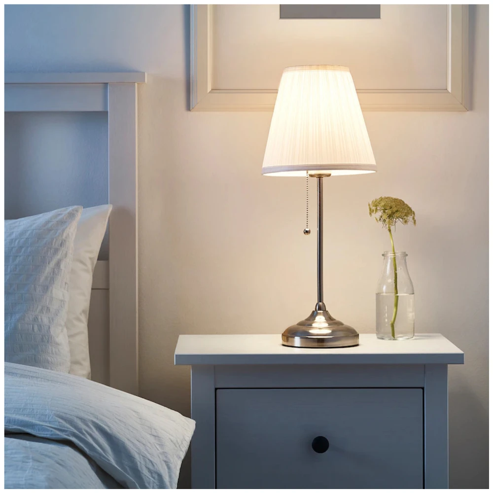 ÅRSTID Table lamp, nickel-plated/white