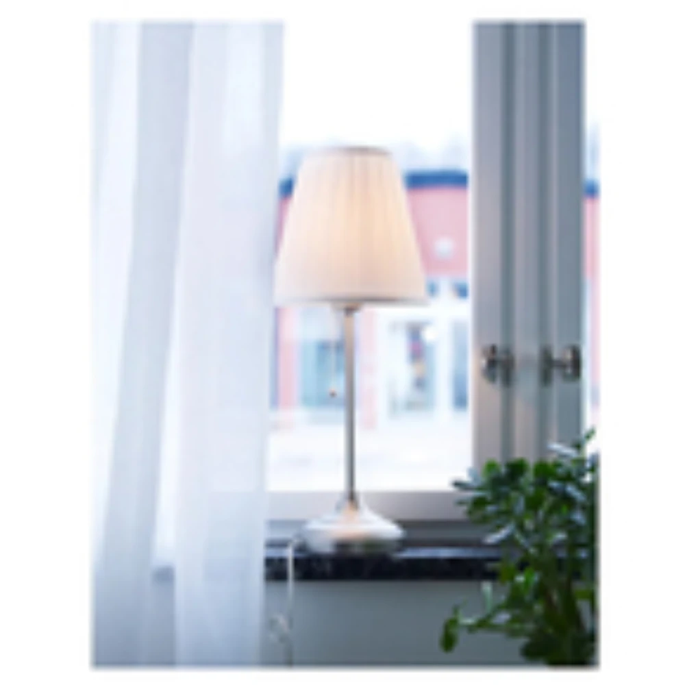 ÅRSTID Table lamp, nickel-plated/white (Max.:  75 W Height:  55 cm (22 ") Base diameter:  15 cm (6 ") Shade diameter:  22 cm (9 "))