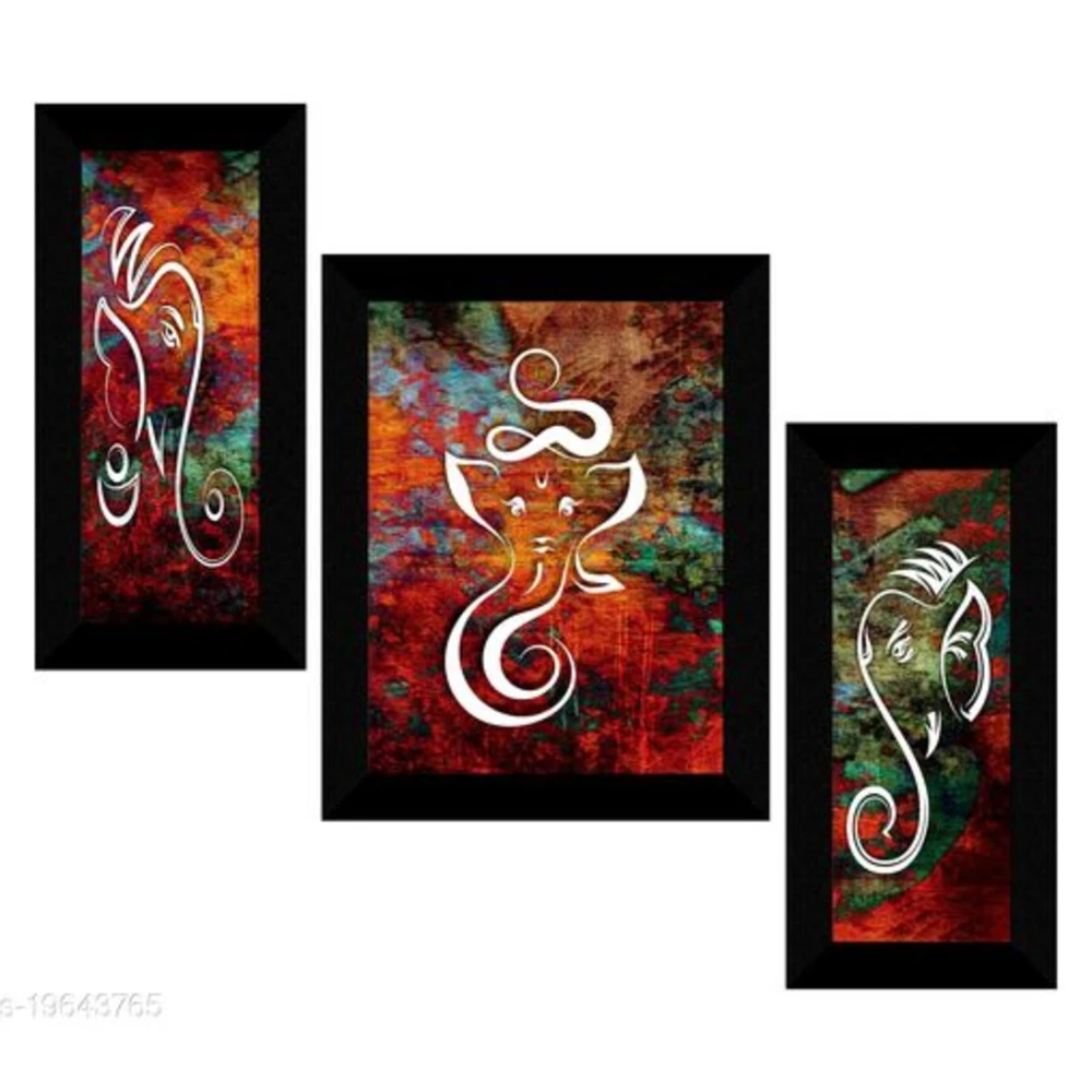 SAF Set of 3 Ganesha modern art UV Textured