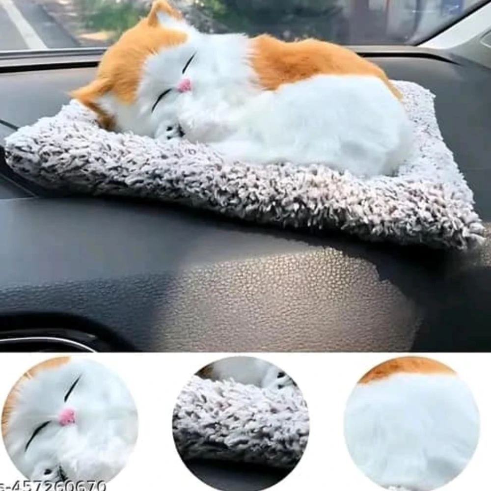 Shop Stoppers Car Dashboard Sleeping Cute Cat Showpiece & Collection (Free Size-Product Length: 20 cm Product Height: 7 cm Product Breadth: 15 cm)