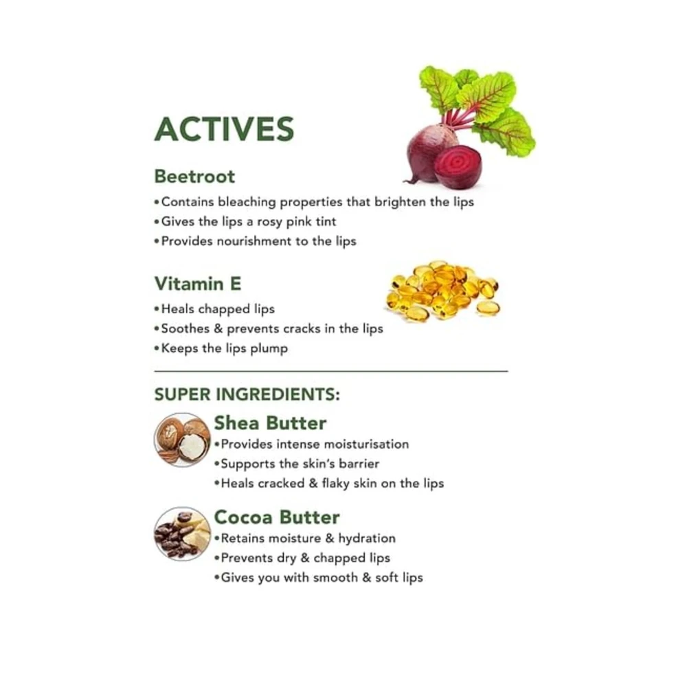 Skivia Beetroot Lip Scrub With Vitamin E, Shea & Cocoa Butter - 12 gm