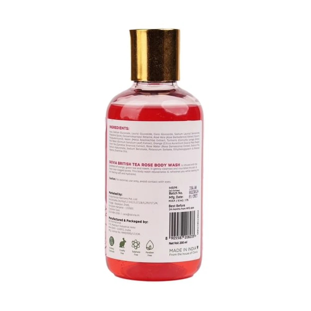 Skivia British Tea Rose Body Wash With Orange, Green Tea & Neem - 200 ml