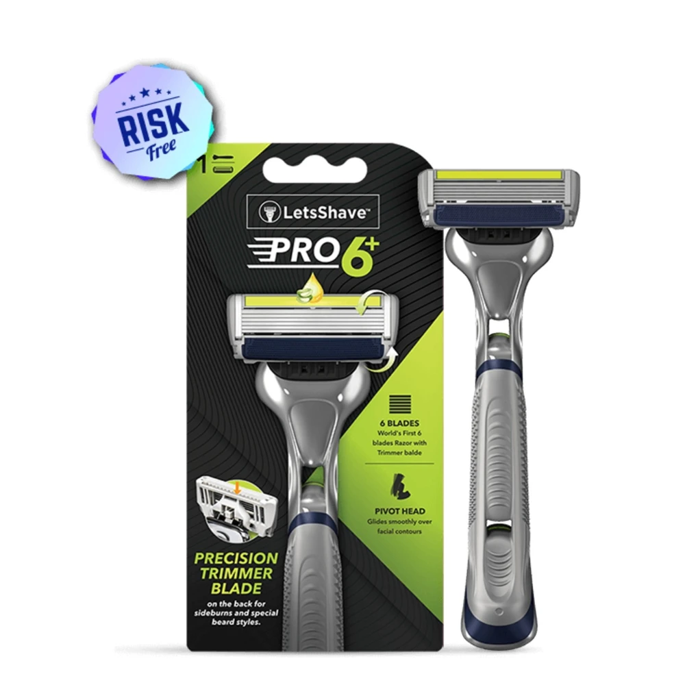 PRO 6 PLUS RAZOR WITH TRIMMER EDGE World's First 6 Blade Edging Razor