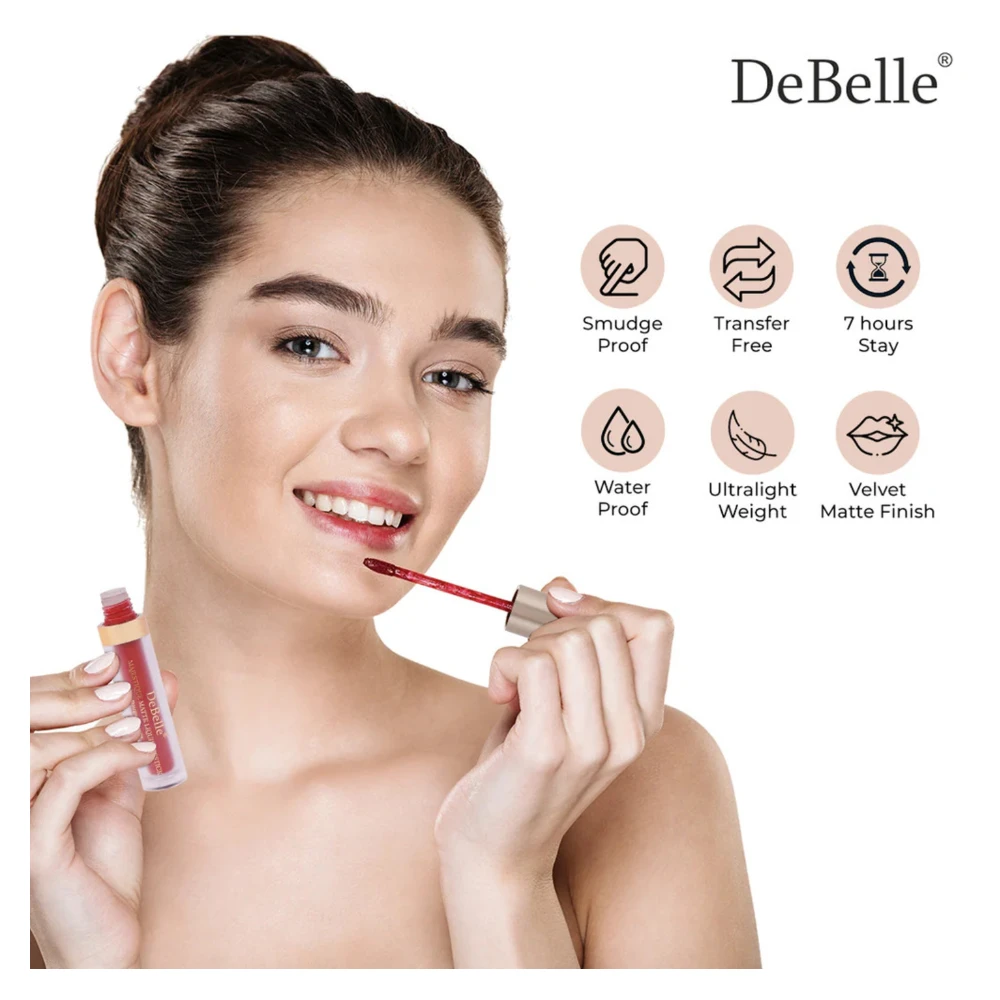 DeBelle Majestique Matte Liquid Lipstick Cinnamon Celine(Light Rust brown), 3.5 ml (3.5ml)