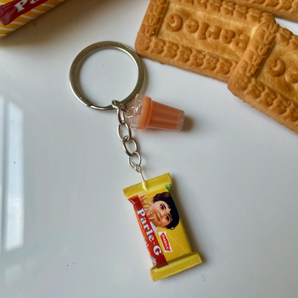 Miniature Chai With Parle-G Keychain