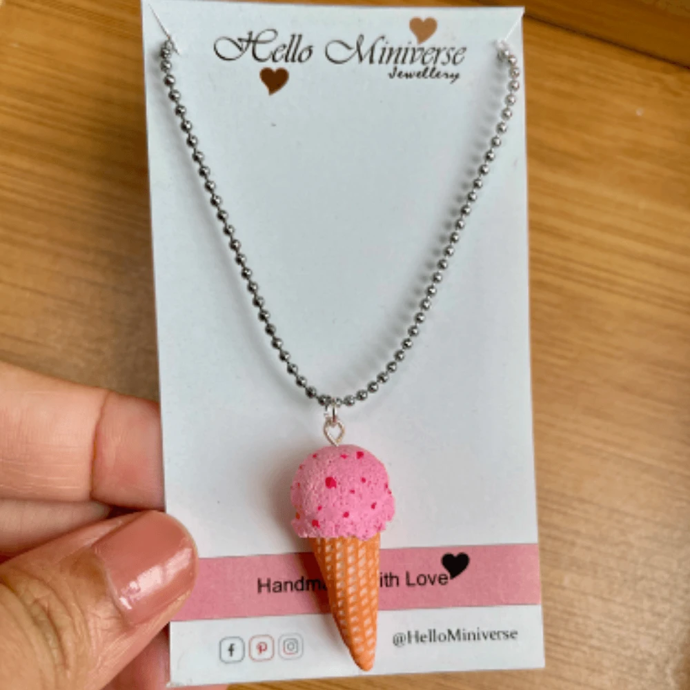Miniature Strawberry Icecream Necklace