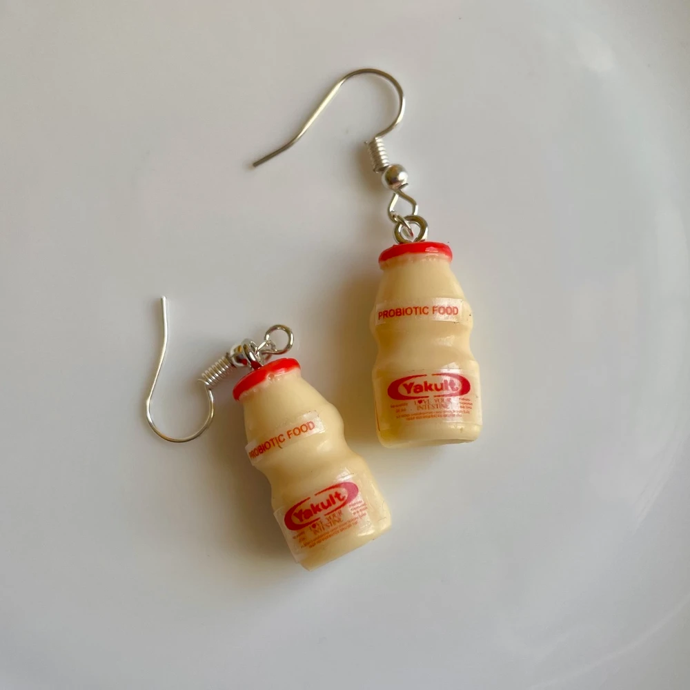 Miniature Yakult Probiotic Health Drink Earrings