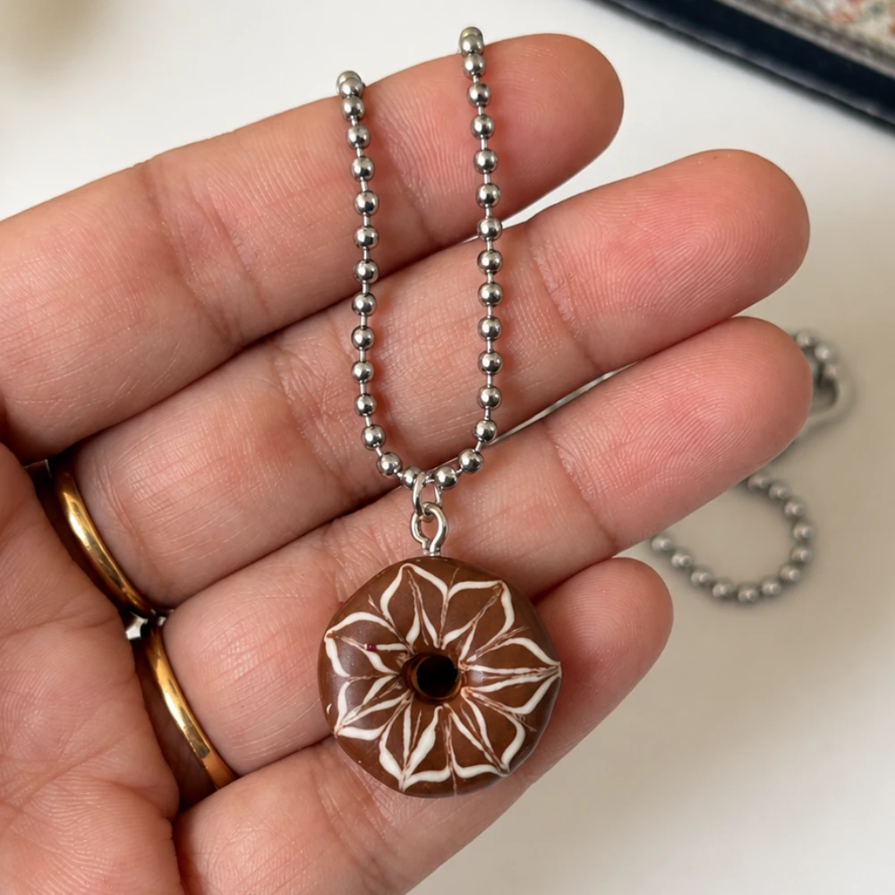 Miniature Frosted Flower Donut Necklace
