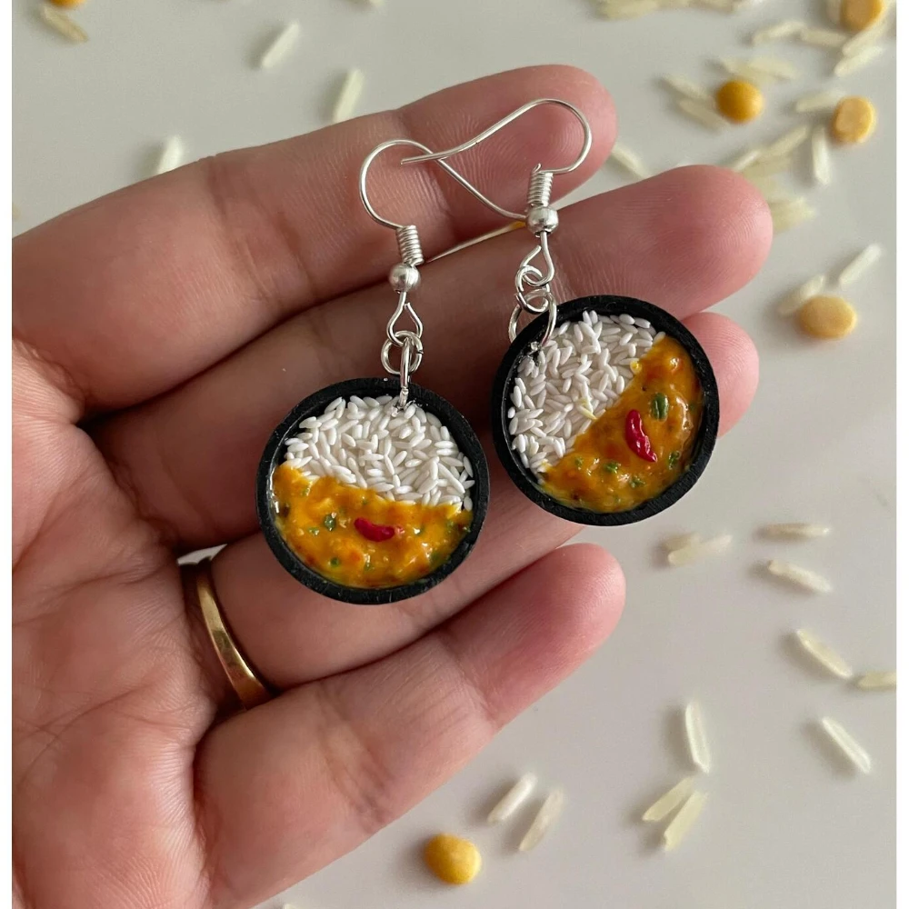 Miniature Dal Chawal Earrings