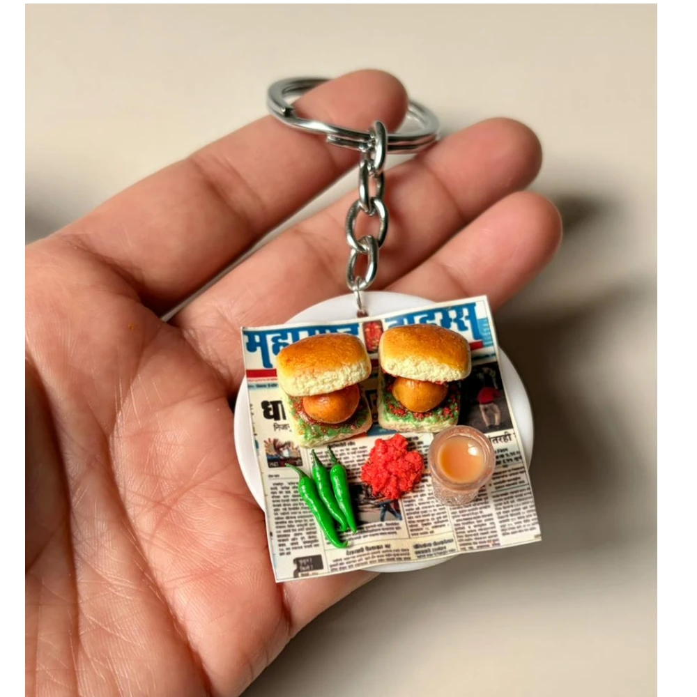 Miniature Vada Pav Keychain