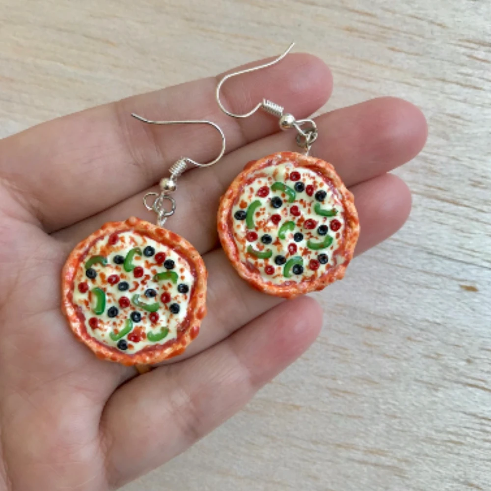 Miniature Whole Pizza Earrings