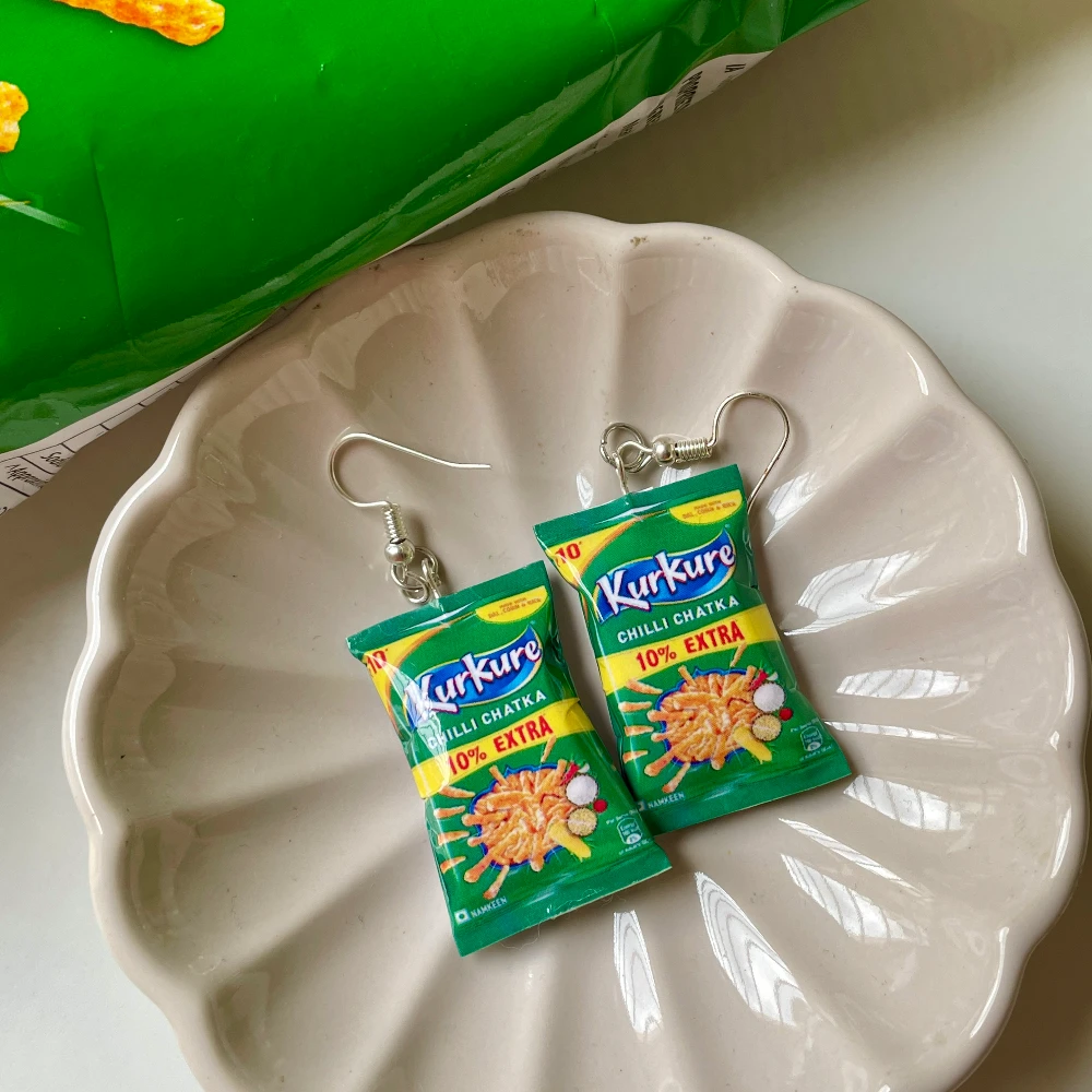 Miniature Chilli Chatka Kurkure Earrings