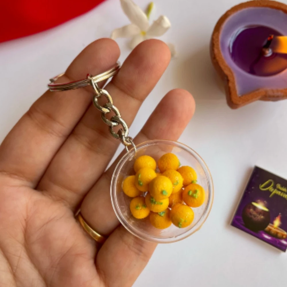 Miniature Besan Laddu Keychain