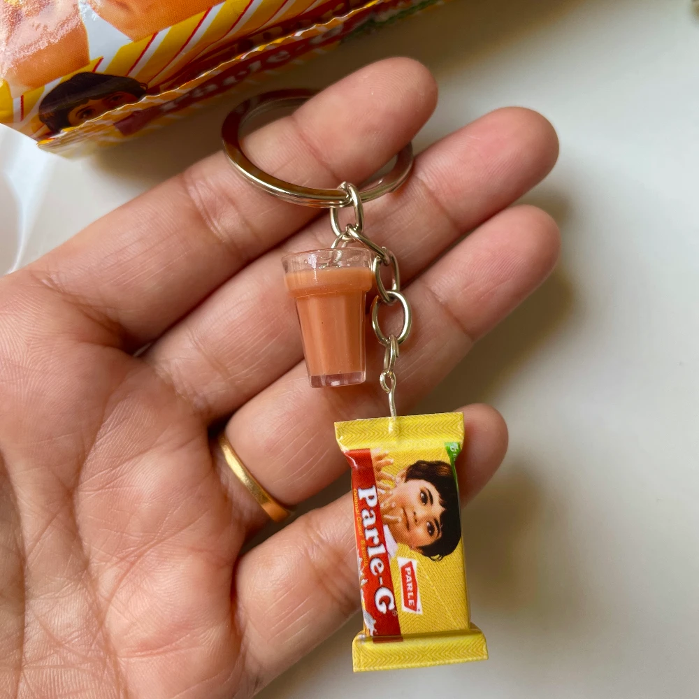 Miniature Chai With Parle-G Keychain